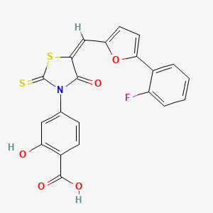 (E)-4-(5-((5-(2-fluorophenyl)furan-2-yl)methylene)-4-oxo-2-thioxothiazolidin-3-yl)-2-hydroxybenzoic acid