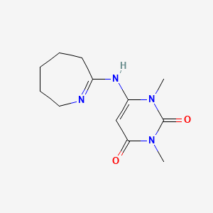molecular formula C12H18N4O2 B2671411 1,3-二甲基-6-[(3,4,5,6-四氢-2H-氮杂环庚-7-基)氨基]-1,2,3,4-四氢嘧啶-2,4-二酮 CAS No. 929975-78-0