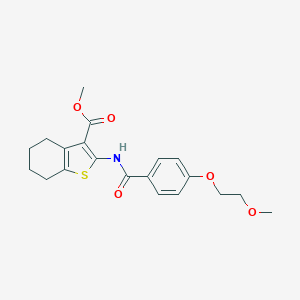 molecular formula C20H23NO5S B267142 Methyl 2-{[4-(2-methoxyethoxy)benzoyl]amino}-4,5,6,7-tetrahydro-1-benzothiophene-3-carboxylate 