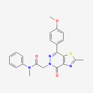 molecular formula C22H20N4O3S B2671425 2-(7-(4-methoxyphenyl)-2-methyl-4-oxothiazolo[4,5-d]pyridazin-5(4H)-yl)-N-methyl-N-phenylacetamide CAS No. 941897-76-3