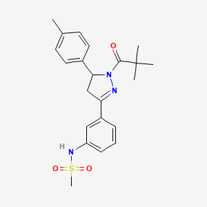 molecular formula C22H27N3O3S B2671428 N-(3-(1-pivaloyl-5-(p-tolyl)-4,5-dihydro-1H-pyrazol-3-yl)phenyl)methanesulfonamide CAS No. 851718-55-3