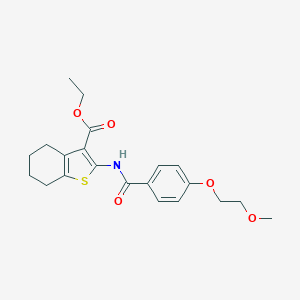 molecular formula C21H25NO5S B267143 Ethyl 2-{[4-(2-methoxyethoxy)benzoyl]amino}-4,5,6,7-tetrahydro-1-benzothiophene-3-carboxylate 