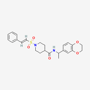 N-[1-(2,3-dihydro-1,4-benzodioxin-6-yl)ethyl]-1-[(E)-2-phenylethenyl]sulfonylpiperidine-4-carboxamide