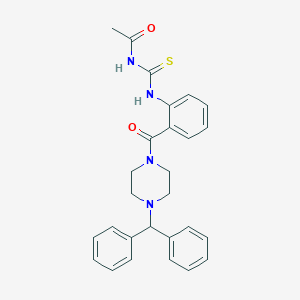 molecular formula C27H28N4O2S B267145 N-acetyl-N'-{2-[(4-benzhydryl-1-piperazinyl)carbonyl]phenyl}thiourea 