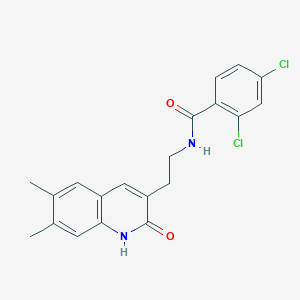 molecular formula C20H18Cl2N2O2 B2671450 2,4-dichloro-N-(2-(6,7-dimethyl-2-oxo-1,2-dihydroquinolin-3-yl)ethyl)benzamide CAS No. 851096-33-8