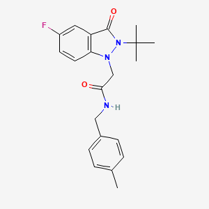 molecular formula C21H24FN3O2 B2671455 2-(2-(tert-butyl)-5-fluoro-3-oxo-2,3-dihydro-1H-indazol-1-yl)-N-(4-methylbenzyl)acetamide CAS No. 1251552-25-6