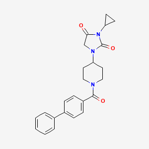molecular formula C24H25N3O3 B2671459 1-(1-{[1,1'-Biphenyl]-4-carbonyl}piperidin-4-yl)-3-cyclopropylimidazolidine-2,4-dione CAS No. 2097868-04-5