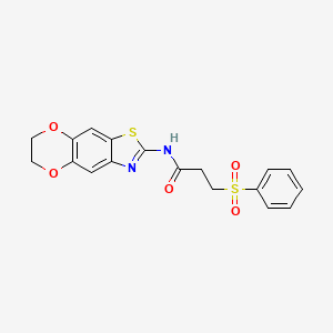 3-(benzenesulfonyl)-N-(6,7-dihydro-[1,4]dioxino[2,3-f][1,3]benzothiazol-2-yl)propanamide