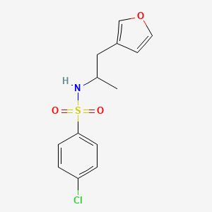 molecular formula C13H14ClNO3S B2671474 4-chloro-N-(1-(furan-3-yl)propan-2-yl)benzenesulfonamide CAS No. 1795487-54-5