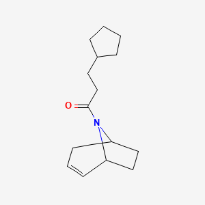 molecular formula C15H23NO B2671476 1-((1R,5S)-8-氮杂双环[3.2.1]辛-2-烯-8-基)-3-环戊基丙酮 CAS No. 1706224-22-7