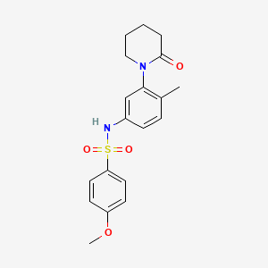 molecular formula C19H22N2O4S B2671487 4-methoxy-N-(4-methyl-3-(2-oxopiperidin-1-yl)phenyl)benzenesulfonamide CAS No. 941945-28-4