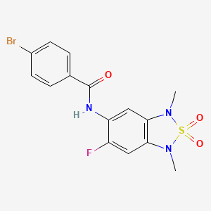molecular formula C15H13BrFN3O3S B2671506 4-溴-N-(6-氟-1,3-二甲基-2,2-二氧代-1,3-二氢苯并[c][1,2,5]噻二唑-5-基)苯甲酰胺 CAS No. 2034261-28-2
