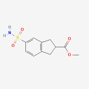molecular formula C11H13NO4S B2671525 甲基-5-磺酰氨基-2,3-二氢-1H-茚烯-2-甲酸酯 CAS No. 2169921-92-8
