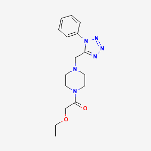 molecular formula C16H22N6O2 B2671529 2-ethoxy-1-(4-((1-phenyl-1H-tetrazol-5-yl)methyl)piperazin-1-yl)ethanone CAS No. 1040649-73-7