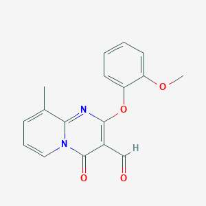 molecular formula C17H14N2O4 B2671530 2-(2-methoxyphenoxy)-9-methyl-4-oxo-4H-pyrido[1,2-a]pyrimidine-3-carbaldehyde CAS No. 893696-91-8