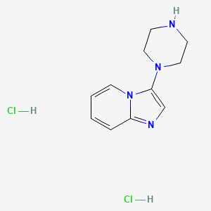 molecular formula C11H16Cl2N4 B2671534 3-Piperazin-1-yl-imidazo[1,2-a]pyridine dihydrochloride CAS No. 853680-34-9