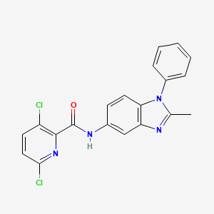 molecular formula C20H14Cl2N4O B2671543 3,6-dichloro-N-(2-methyl-1-phenyl-1H-1,3-benzodiazol-5-yl)pyridine-2-carboxamide CAS No. 1118807-43-4