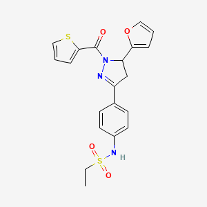 N-[4-[3-(furan-2-yl)-2-(thiophene-2-carbonyl)-3,4-dihydropyrazol-5-yl]phenyl]ethanesulfonamide