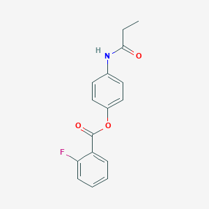 molecular formula C16H14FNO3 B267156 4-(Propanoylamino)phenyl 2-fluorobenzoate 