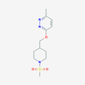 molecular formula C12H19N3O3S B2671560 3-Methyl-6-[(1-methylsulfonylpiperidin-4-yl)methoxy]pyridazine CAS No. 2310153-32-1