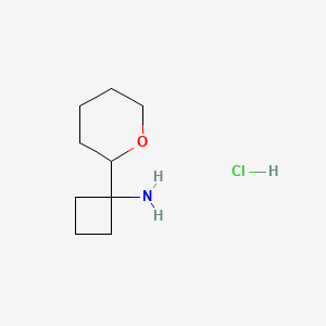 molecular formula C9H18ClNO B2671562 1-(Oxan-2-yl)cyclobutan-1-amine hydrochloride CAS No. 2089255-09-2