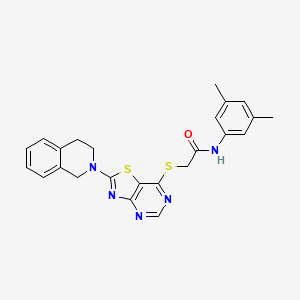molecular formula C24H23N5OS2 B2671563 2-((2-(3,4-dihydroisoquinolin-2(1H)-yl)thiazolo[4,5-d]pyrimidin-7-yl)thio)-N-(3,5-dimethylphenyl)acetamide CAS No. 1189897-79-7
