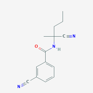 molecular formula C14H15N3O B2671587 3-cyano-N-(1-cyano-1-methylbutyl)benzamide CAS No. 1797647-91-6