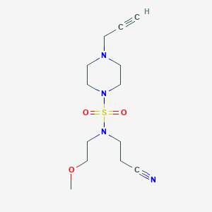 molecular formula C13H22N4O3S B2671588 N-(2-Cyanoethyl)-N-(2-methoxyethyl)-4-prop-2-ynylpiperazine-1-sulfonamide CAS No. 1935731-88-6