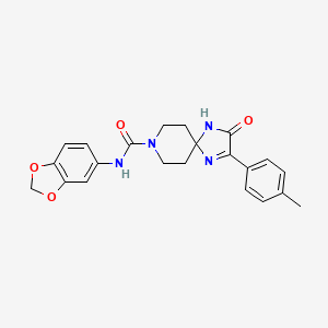 molecular formula C22H22N4O4 B2671590 N-1,3-benzodioxol-5-yl-2-(4-methylphenyl)-3-oxo-1,4,8-triazaspiro[4.5]dec-1-ene-8-carboxamide CAS No. 1215624-99-9