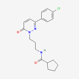 molecular formula C19H22ClN3O2 B2671593 N-(3-(3-(4-chlorophenyl)-6-oxopyridazin-1(6H)-yl)propyl)cyclopentanecarboxamide CAS No. 1021056-43-8