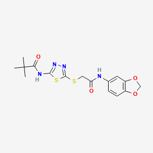 N-(5-((2-(benzo[d][1,3]dioxol-5-ylamino)-2-oxoethyl)thio)-1,3,4-thiadiazol-2-yl)pivalamide