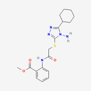 molecular formula C18H23N5O3S B2671602 甲基-2-(2-((4-氨基-5-环己基-4H-1,2,4-三氮杂-3-基)硫)乙酰胺基)苯甲酸甲酯 CAS No. 887837-44-7