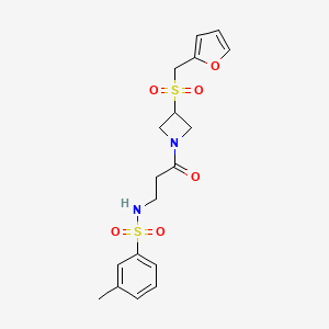 N-(3-(3-((furan-2-ylmethyl)sulfonyl)azetidin-1-yl)-3-oxopropyl)-3-methylbenzenesulfonamide