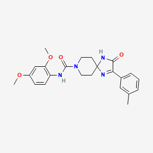 molecular formula C23H26N4O4 B2671606 N-(2,4-二甲氧基苯基)-2-(3-甲基苯基)-3-氧代-1,4,8-三氮杂螺[4.5]癸-8-基甲酰胺 CAS No. 1217025-94-9