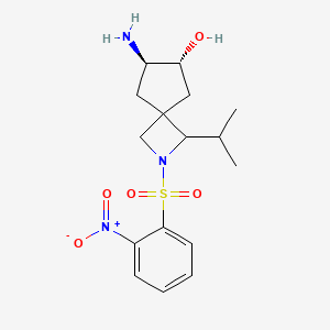 molecular formula C16H23N3O5S B2671608 (6R,7R)-7-Amino-2-(2-nitrophenyl)sulfonyl-3-propan-2-yl-2-azaspiro[3.4]octan-6-ol CAS No. 2137440-07-2