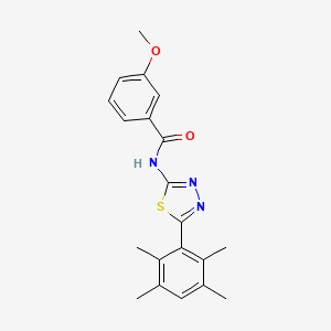 molecular formula C20H21N3O2S B2671612 3-甲氧基-N-[5-(2,3,5,6-四甲基苯基)-1,3,4-噻二唑-2-基]苯甲酰胺 CAS No. 391226-71-4