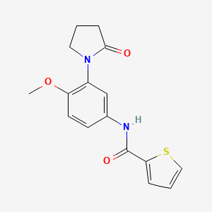 molecular formula C16H16N2O3S B2671618 N-(4-methoxy-3-(2-oxopyrrolidin-1-yl)phenyl)thiophene-2-carboxamide CAS No. 941957-47-7