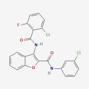 molecular formula C22H13Cl2FN2O3 B2671636 3-(2-氯-6-氟苯甲酰基)-N-(3-氯苯基)苯并呋喃-2-羧酰胺 CAS No. 888436-24-6
