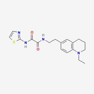 molecular formula C18H22N4O2S B2671648 N1-(2-(1-ethyl-1,2,3,4-tetrahydroquinolin-6-yl)ethyl)-N2-(thiazol-2-yl)oxalamide CAS No. 955610-88-5