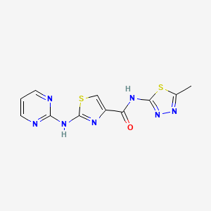 molecular formula C11H9N7OS2 B2671661 N-(5-methyl-1,3,4-thiadiazol-2-yl)-2-(pyrimidin-2-ylamino)thiazole-4-carboxamide CAS No. 1251696-97-5