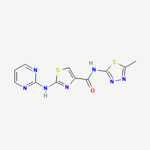 molecular formula C11H9N7OS2 B2671661 N-(5-甲基-1,3,4-噻二唑-2-基)-2-(嘧啶-2-基氨基)噻唑-4-羧酰胺 CAS No. 1251696-97-5