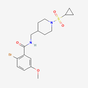 molecular formula C17H23BrN2O4S B2671663 2-bromo-N-((1-(cyclopropylsulfonyl)piperidin-4-yl)methyl)-5-methoxybenzamide CAS No. 1234940-94-3