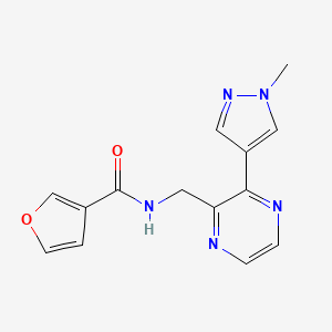 molecular formula C14H13N5O2 B2671673 N-((3-(1-methyl-1H-pyrazol-4-yl)pyrazin-2-yl)methyl)furan-3-carboxamide CAS No. 2034230-33-4