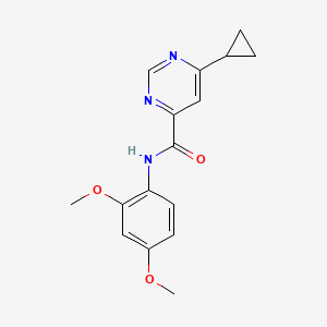 molecular formula C16H17N3O3 B2671678 6-Cyclopropyl-N-(2,4-dimethoxyphenyl)pyrimidine-4-carboxamide CAS No. 2415601-34-0