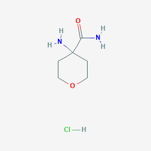 molecular formula C6H13ClN2O2 B2671682 4-Aminooxane-4-carboxamide hydrochloride CAS No. 1955540-70-1