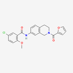 molecular formula C22H19ClN2O4 B2671684 5-chloro-N-(2-(furan-2-carbonyl)-1,2,3,4-tetrahydroisoquinolin-7-yl)-2-methoxybenzamide CAS No. 955741-59-0