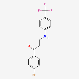 molecular formula C16H13BrF3NO B2671685 1-(4-Bromophenyl)-3-[4-(trifluoromethyl)anilino]-1-propanone CAS No. 477334-28-4