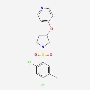 molecular formula C16H16Cl2N2O3S B2671688 4-((1-((2,4-二氯-5-甲基苯基)磺酰)吡咯啉-3-基)氧基)吡啶 CAS No. 2034324-33-7