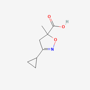 molecular formula C8H11NO3 B2671690 3-Cyclopropyl-4,5-dihydro-5-methyl-5-isoxazolecarboxylic acid CAS No. 1597687-08-5