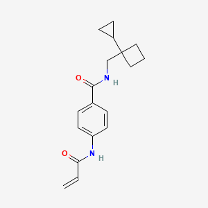 molecular formula C18H22N2O2 B2671698 N-[(1-Cyclopropylcyclobutyl)methyl]-4-(prop-2-enoylamino)benzamide CAS No. 2197617-14-2